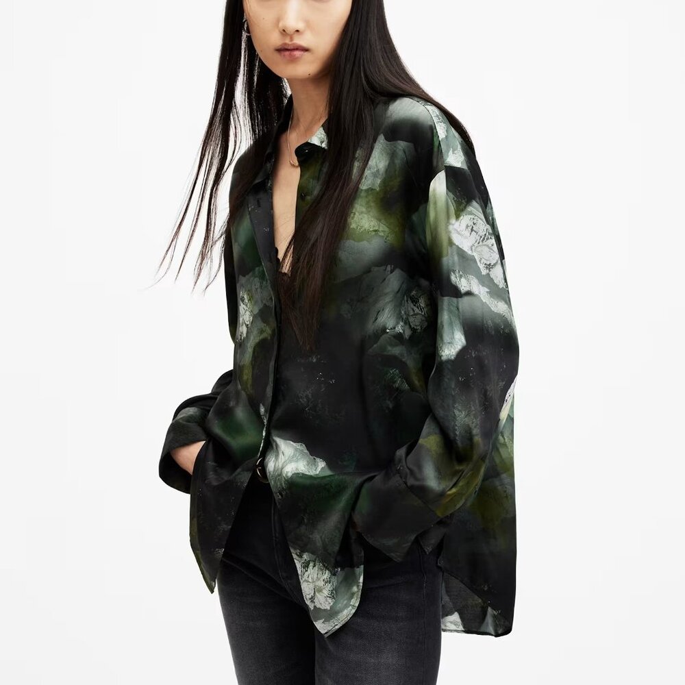 AllSaints Bernie Appalachian Printed Lightweight Shirt • Size 4